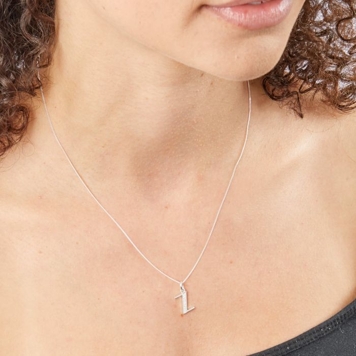 Sterling Silver & CZ Initial Pendant
