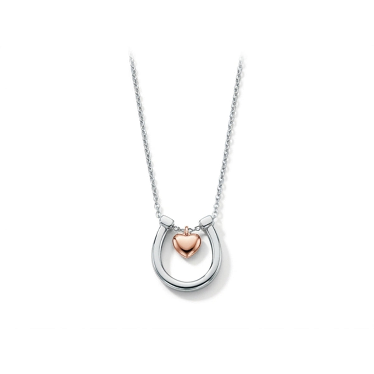 Sterling Silver &amp; 18ct Rose Gold Heart and Horseshoe Necklace