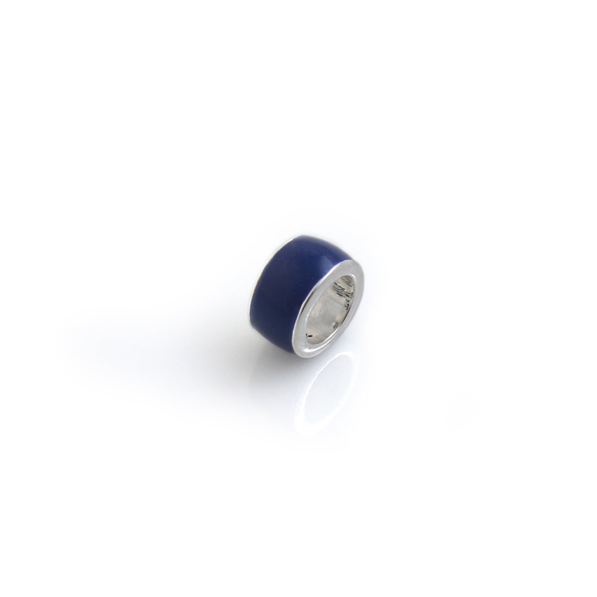 Sterling Silver &amp; Blue Enamel Roller Bead