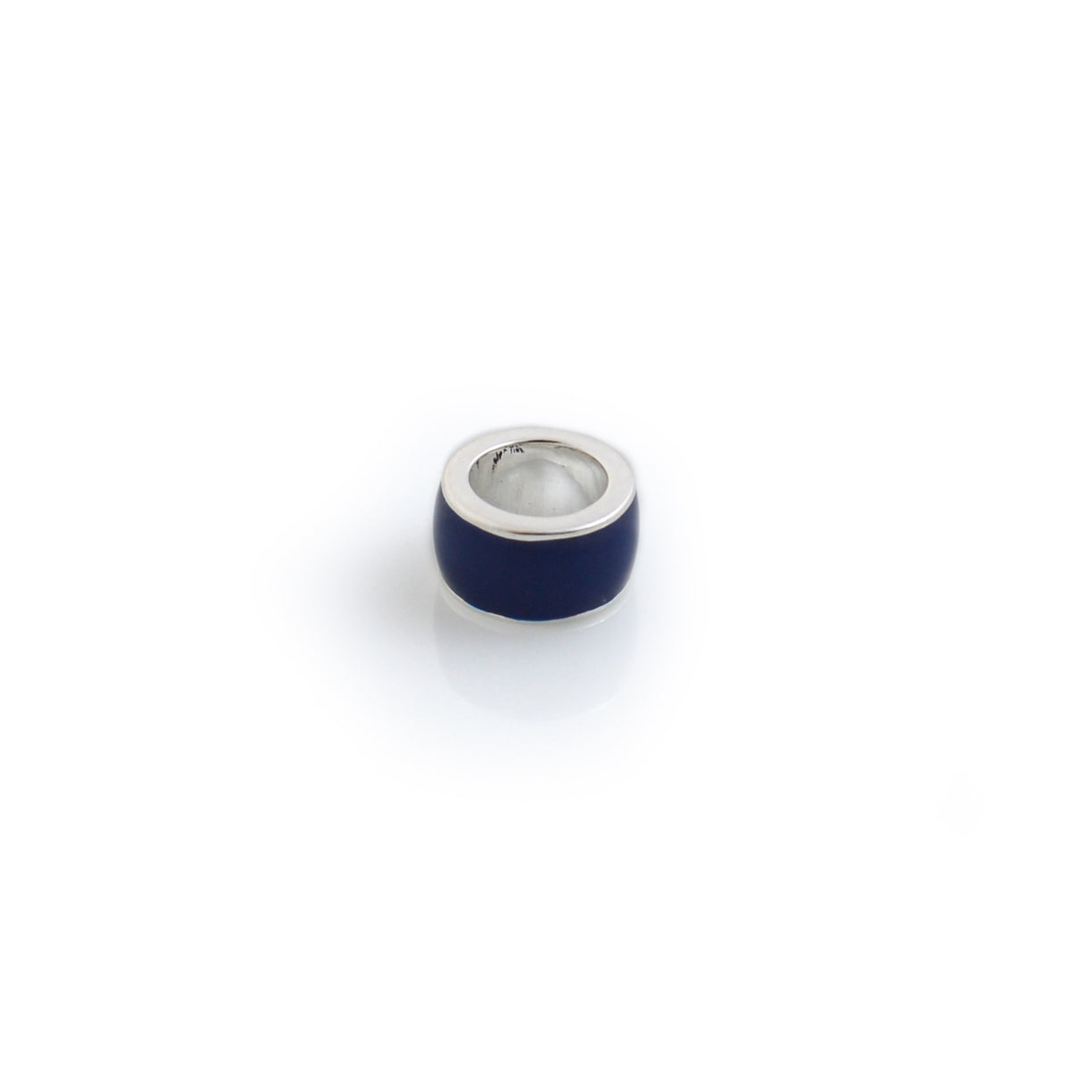 Sterling Silver & Blue Enamel Roller Bead